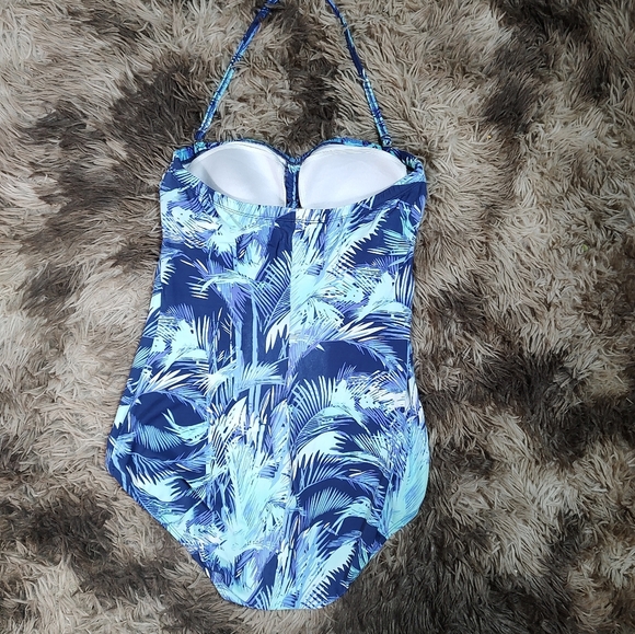 Jantzen Classics Blue Tropical Halter One Piece 8 - Picture 5 of 11